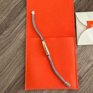 John Hardy- Paul ID Bracelet, Silver, Gold Pavé, 5MM. NEW, Never Used